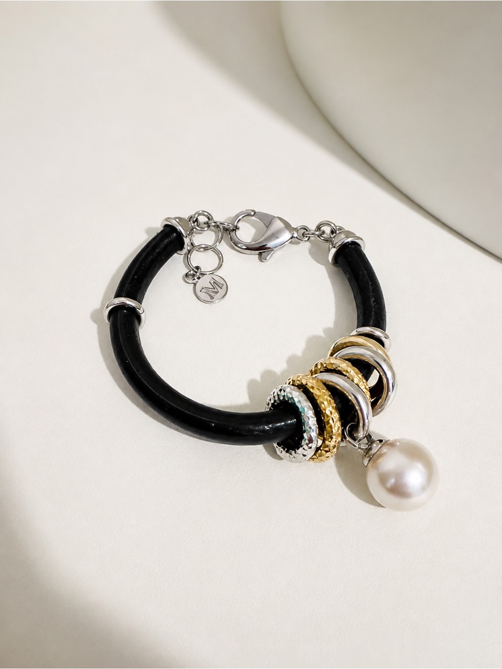 Majorica Pearl charm bracelet adjustable
